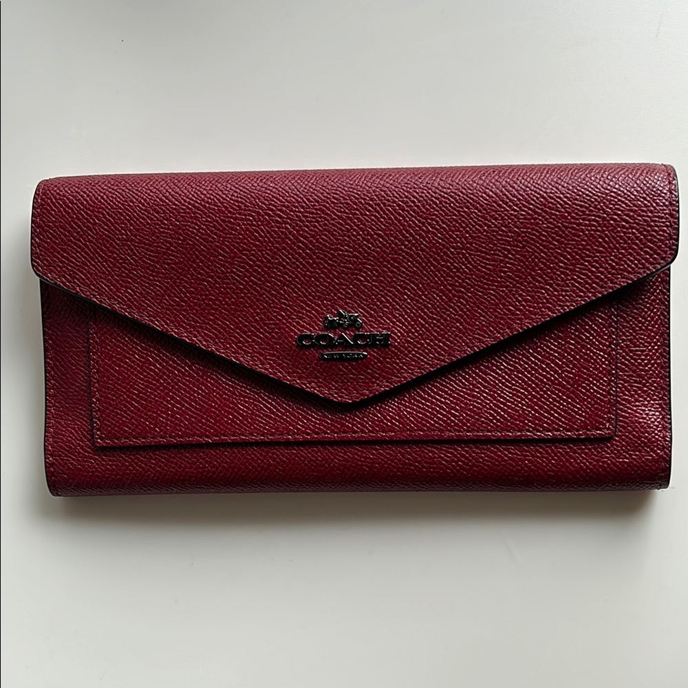Coach Burgundy Leather Clutch